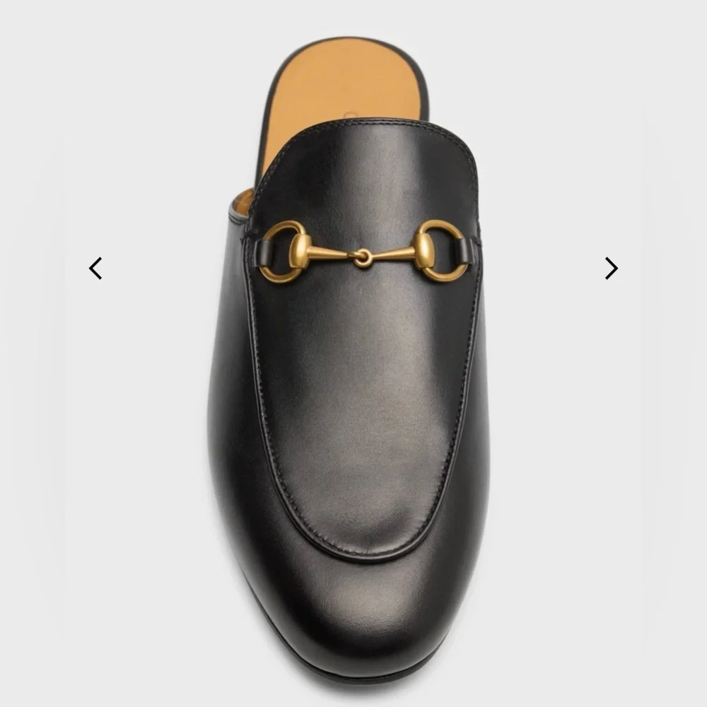 Gucci Black Mules with Gold Accent - Picture 1 of 4
